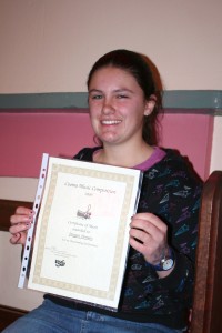 Imogen was proud of her certificate and performance