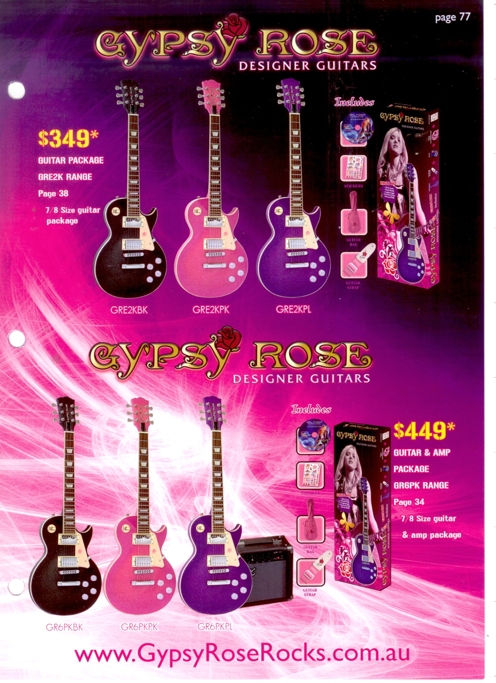 Gypsy Rose Les Paul model pinkエレキギター - エレキギター