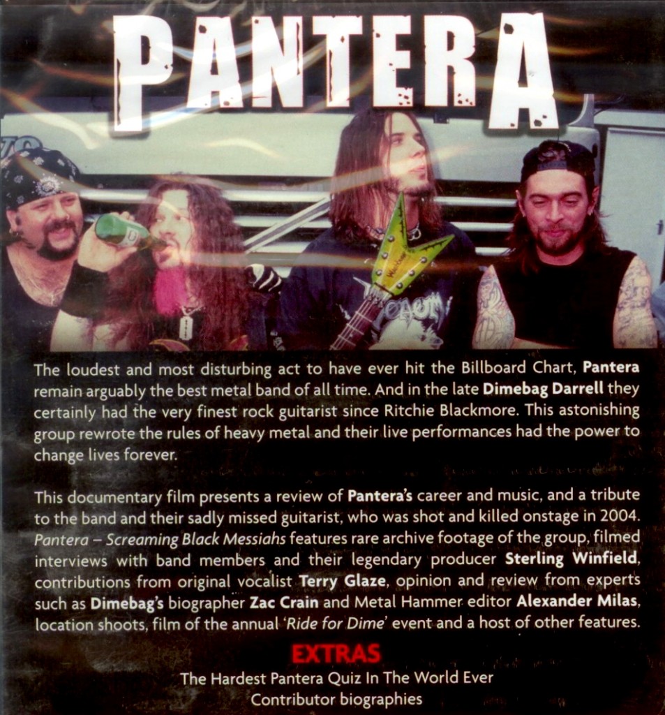 Pantera Screaming Black Messiahs (back cover) (back cover)