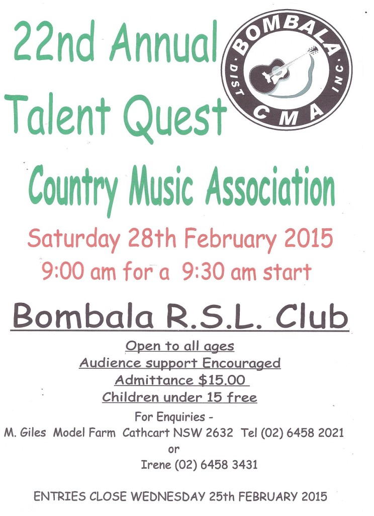 BOMBALA TALENT QUEST 22 ANNUAL POSTER
