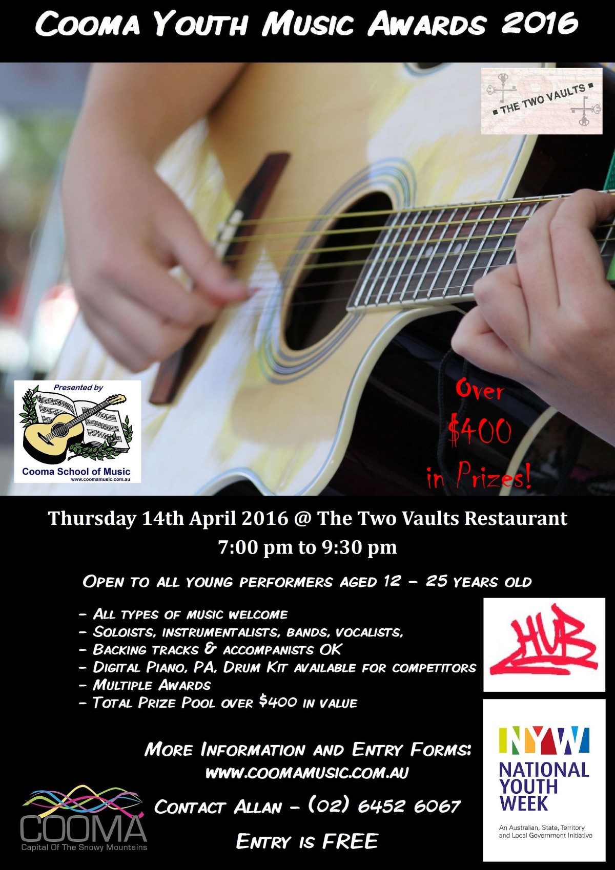 2016 cooma youth music awards poster