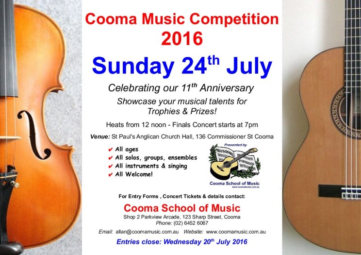 cooma music competition 2016 poster